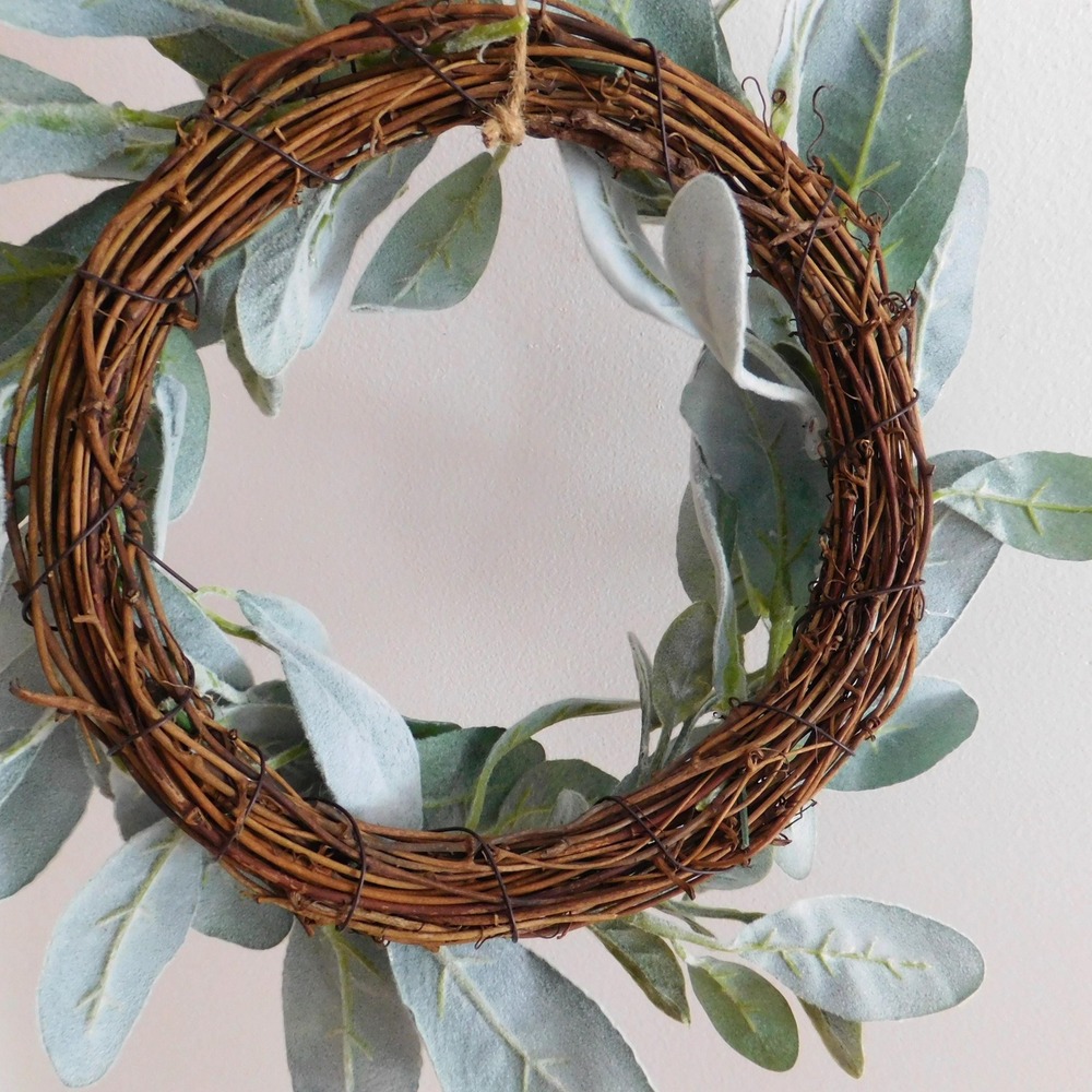 Artificial Lambs Ear Wreath 13 Inch Diameter Farmhouse Decor Candle Ring - Picture 5 of 6